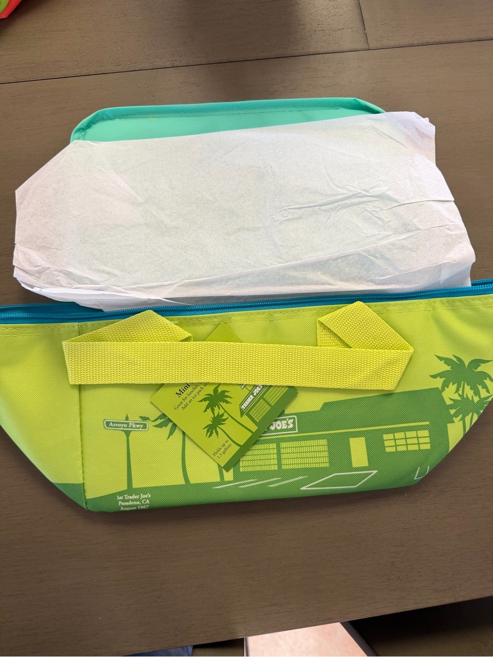 Trader Joe's Lime Green Mini Insulated Tote - Picture 2 of 4